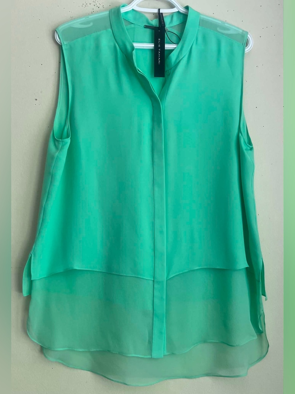 Elie Tahari Sleeveless Layered Silk Camisole in Mint